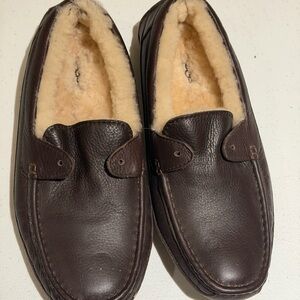 UGG Dark Brown Men's Leather Slip-Ons
